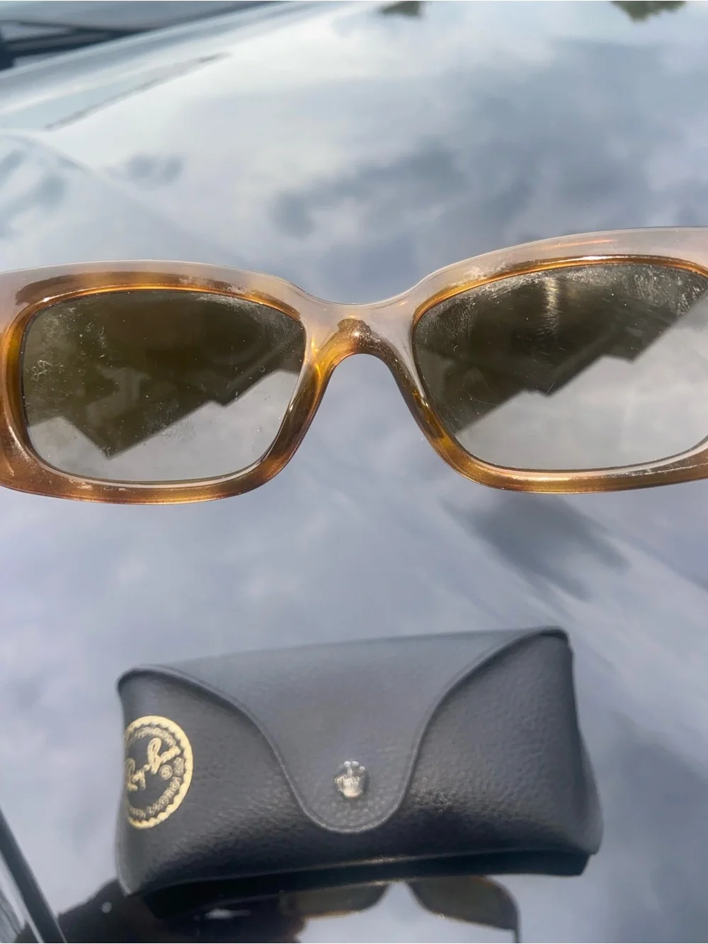 Ray-Ban rectangle-frame tortoiseshell sunglasses
